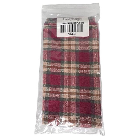 6 New Longaberger Orchard Park Plaid Napkins Set Square Cloth Fabric Accessories - Picture 2 of 9